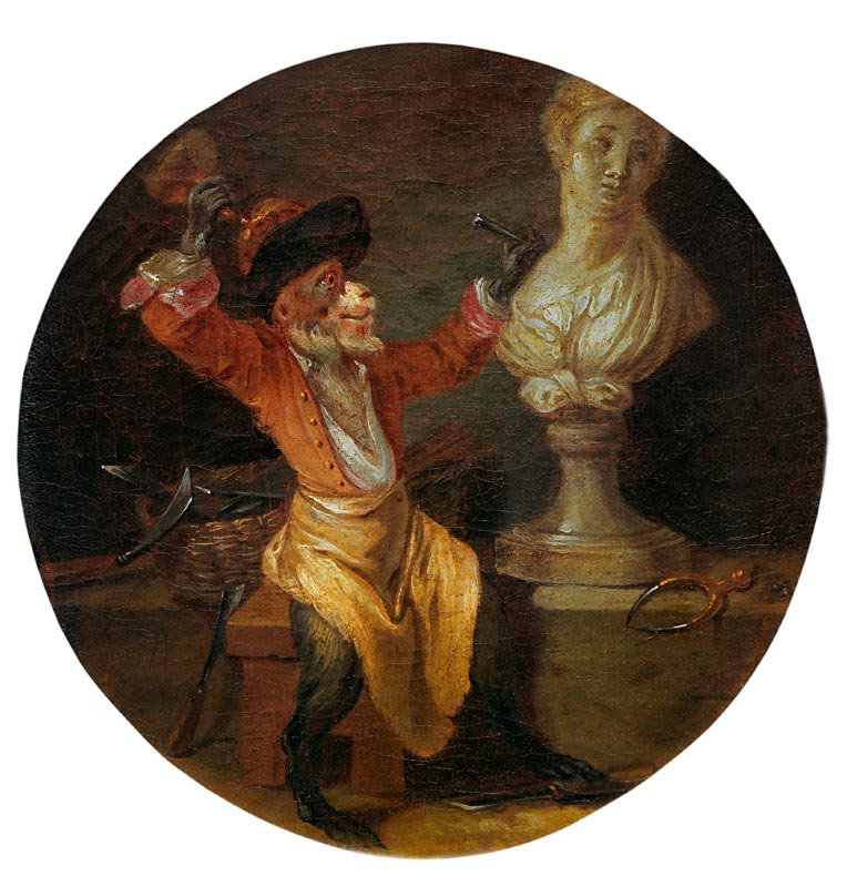 A.Watteau(Nachfolge), Affe als Bildhauer von Jean-Antoine Watteau