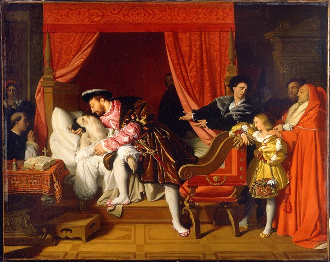 Franz I. am Sterbebett Leonardo da Vincis von Jean Auguste Dominique Ingres