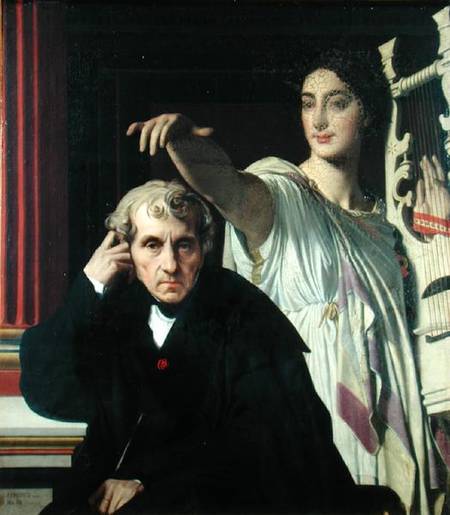Portrait of the Italian Composer Cherubini (1760-1842) and the Muse of Lyrical Poetry von Jean Auguste Dominique Ingres