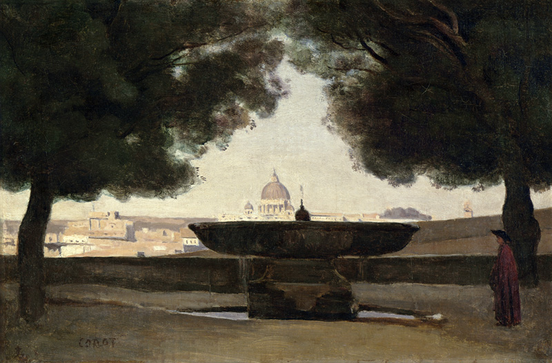 The Fountain of the French Academy in Rome von Jean-Baptiste Camille Corot