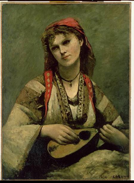 Christine Nilson (1843-1921) or The Bohemian with a Mandolin von Jean-Baptiste Camille Corot