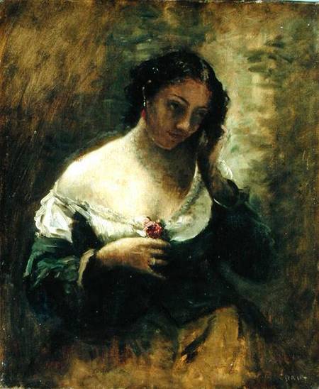 The Girl With The Rose von Jean-Baptiste Camille Corot