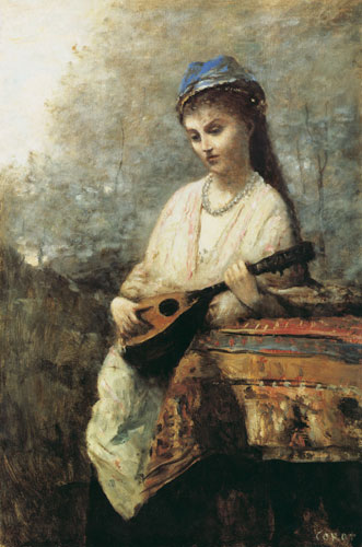 Mädchen mit Mandoline von Jean-Baptiste Camille Corot