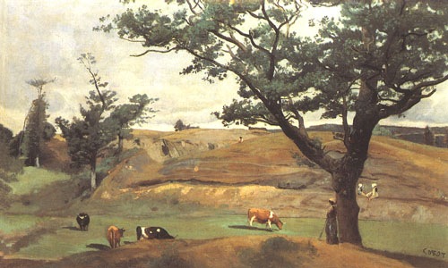Hügel und Weiden in der Umgebung von Saint-LÔ von Jean-Baptiste Camille Corot