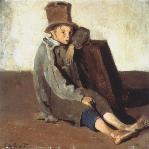 Kind mit großem Hut von Jean-Baptiste Camille Corot