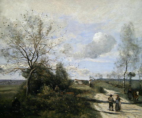 Saintry, near Corbeil, the white road (oil on canvas) von Jean-Baptiste Camille Corot