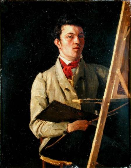 Self Portrait, Sitting next to an Easel von Jean-Baptiste Camille Corot