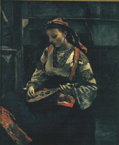 Italienerin mit Mandoline um 1865/70