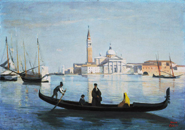 Gondel auf dem Canale Grande, Venedig von Jean-Baptiste Camille Corot