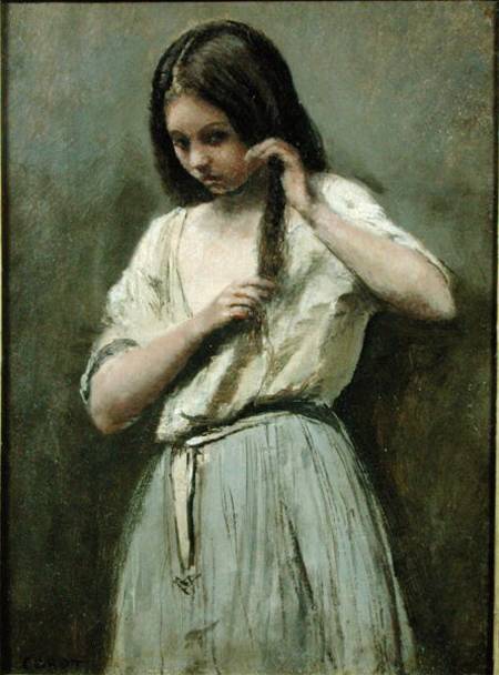 Young Girl at her Toilet von Jean-Baptiste Camille Corot