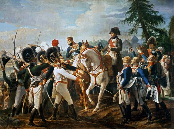 Napoleon and the Bavarian and Wurttemberg troops in Abensberg, 20th April 1809 von Jean Baptiste Debret
