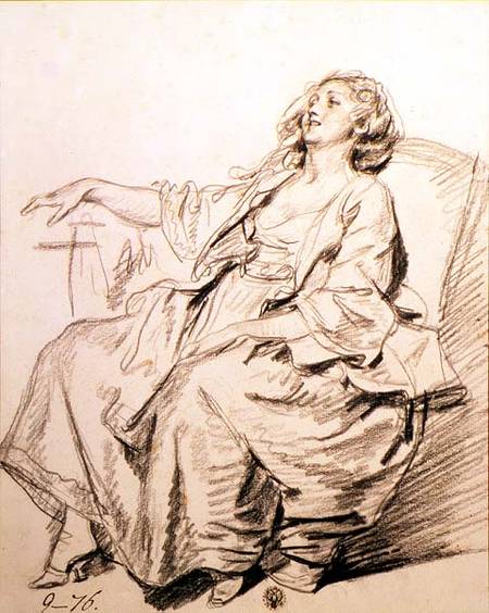 Young Woman Sitting in an Armchair von Jean Baptiste Greuze