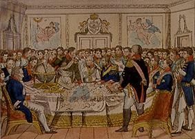 Wiener Friedenskongress 1831 mit den Fürsten Europas (Mitte: Die Kaiser Franz und Alexander) von Jean-Baptiste Isabey