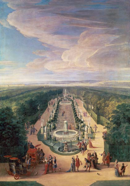 Perspective View of the Grove from the Galerie des Antiques at Versailles von Jean-Baptiste Martin