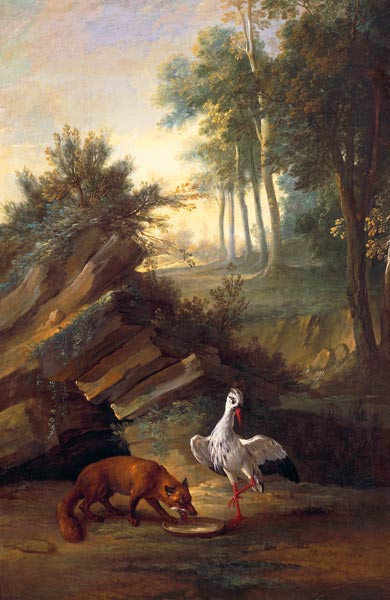 The Fox and the Stork von Jean Baptiste Oudry