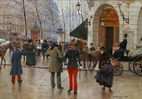 The Boulevard des Capucines and the Vaudeville Theatre, 1889 (oil on panel) von Jean Beraud