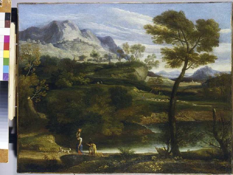 Berglandschaft mit Wasserträgerin von Jean-François Millet