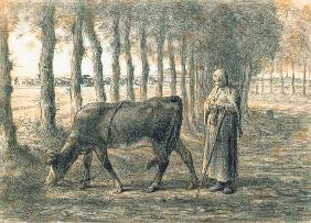 Frau mit einer Kuh 1856-57