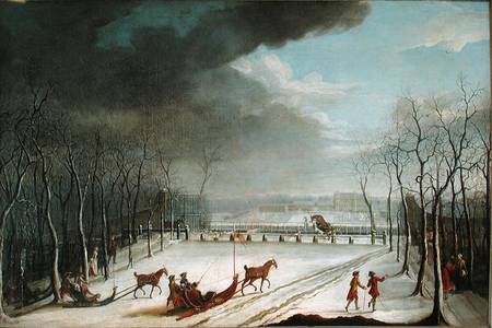 The Prince of Conde Hunting in a Sleigh in 1767 von Jean Francois Perdrix