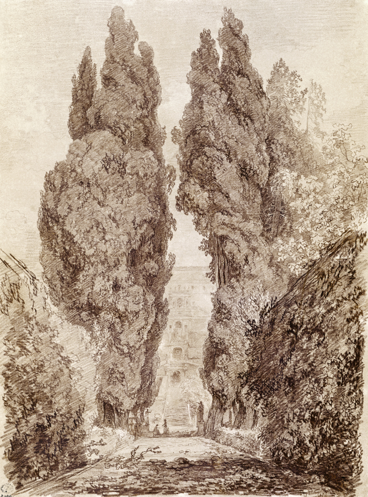 Large Cypresses at the Villa d'Este von Jean Honoré Fragonard