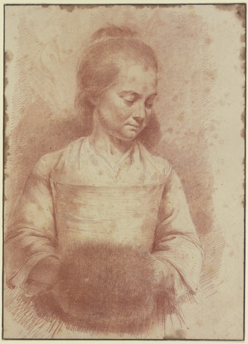 Halbfigur einer jungen Frau mit einem Muff von Jean Jacques de Boissieu