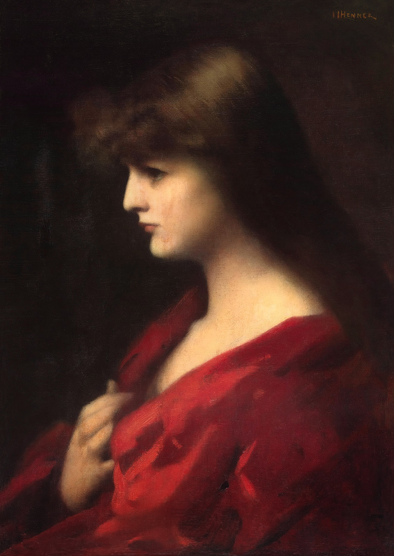 Study of a Woman in Red von Jean-Jacques Henner