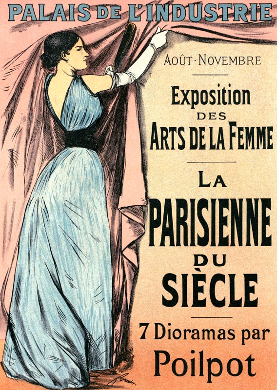 Reproduction of a poster advertising 'La Parisienne du Siecle' an exhibit of seven dioramas by Poilp von Jean Louis Forain