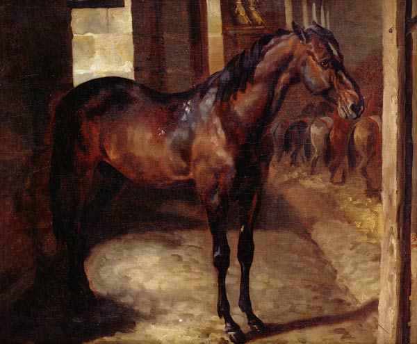 Dark Bay Horse in the stable von Jean Louis Théodore Géricault