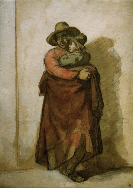 Römischer Bauer mit Kind von Jean Louis Théodore Géricault