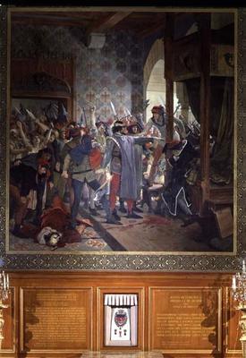 Etienne Marcel (d.1358) protecting the Dauphin from the Mob in 1358 von Jean Paul Laurens