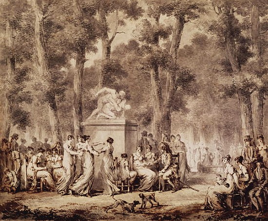 The Jardin des Tuileries in 1808 (pen & ink and bistre in paper) von Jean Pierre Norblin