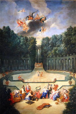 The Groves of Versailles. View of the Amphitheatre and the Water theatre with Venus surrounded by th von Jean the Younger Cotelle