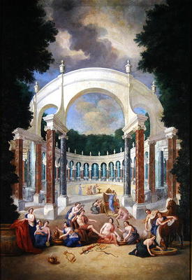 The Groves of Versailles. View of the Colonade with Apollo and the Nymphs (oil on canvas) von Jean the Younger Cotelle