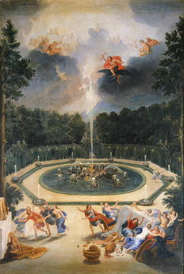 The Groves of the Versailles. View of the Fountain of Enceladus with the Feast of Lycaon (oil on can von Jean the Younger Cotelle