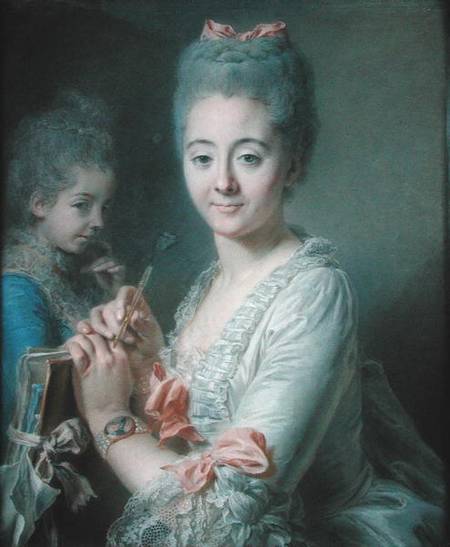 Madame Theodore Lacroix Drawing a Portrait of her Daughter, Suzanne Felicite stel on von Jean Valade