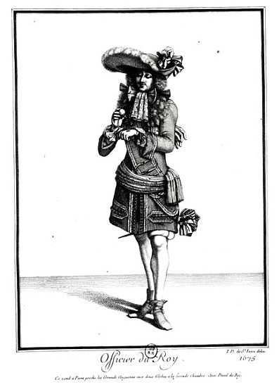King''s officer, 1675 (b/w print) von Jean Dieu de Saint-Jean