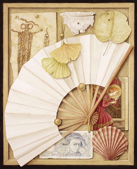 Trompe L''Oeil with Fan, 2005 (w/c on paper)  von Jenny  Barron
