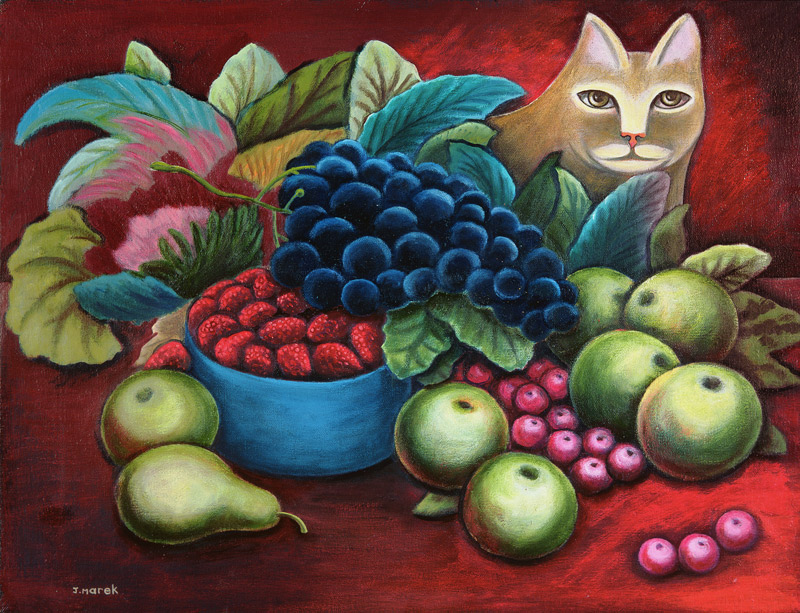 Cat and Fruit  von Jerzy  Marek
