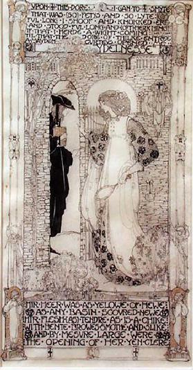 Müßiggang, aus Die Romaunt der Rose von Chaucer (c.1342-1400)