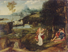 Landschaft mit der Geschichte des Hl. Rochus von Joachim Patinir
