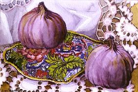 Figs on a Blue Plate (w/c on paper) 