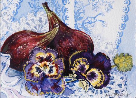 Two Figs with Pansies 2002