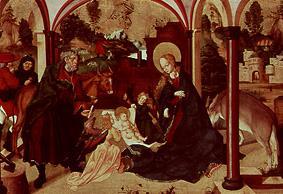 Geburt Christi. Tafel der Feiertagsseite des Aggsbacher Altars von Jörg Breu