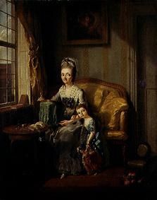 Frau im Zimmer mit Kind und Puppe von Joh. Friedrich August Tischbein