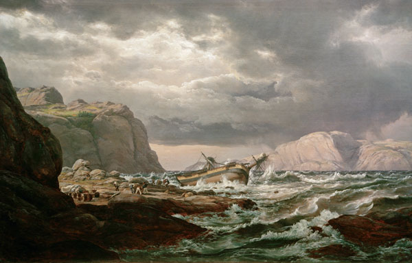Schiffbruch an der norwegischen Küste von Johan Christian Clausen Dahl
