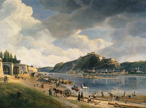 Blick auf das Rheinufer mit Ehrenbreitstein von Johann Adolf Lasinsky