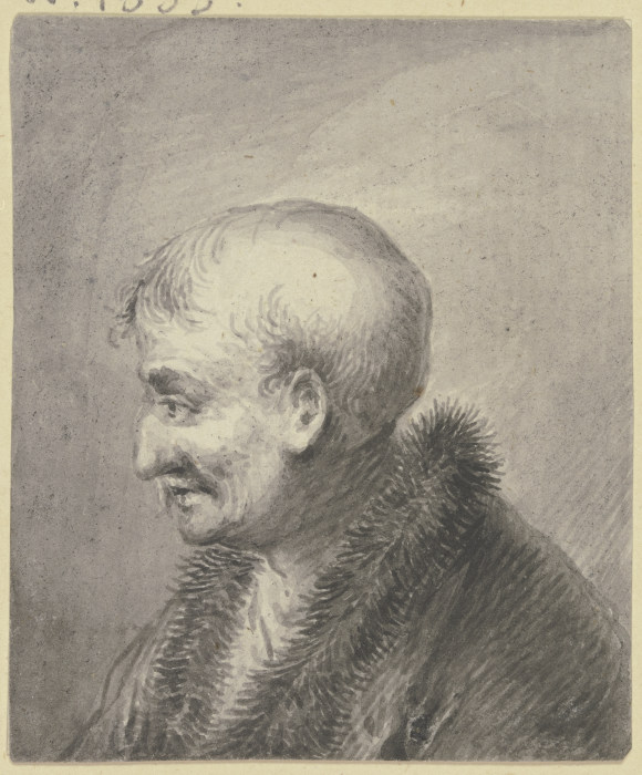 Brustbild eines kahlköpfigen alten Mannes, im Profil nach links von Johann Andreas Benjamin Nothnagel