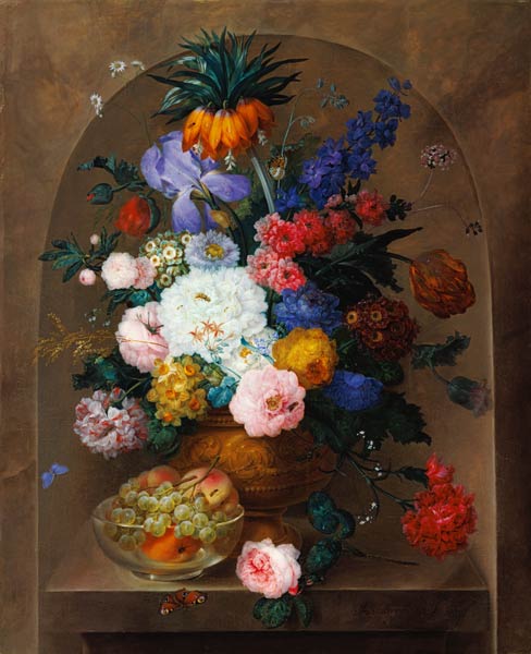 Still Life of Fruit and Flowers von Johann Baptist Drechsler