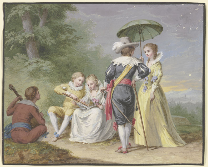 Musizierende Gesellschaft am Waldrand von Johann Friedrich August Tischbein