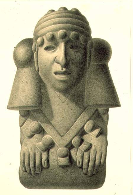 Stone idol of the Rain God Cocijo, plate from 'Ancient Monuments of Mexico' von Johann Friedrich Maximilian von Waldeck